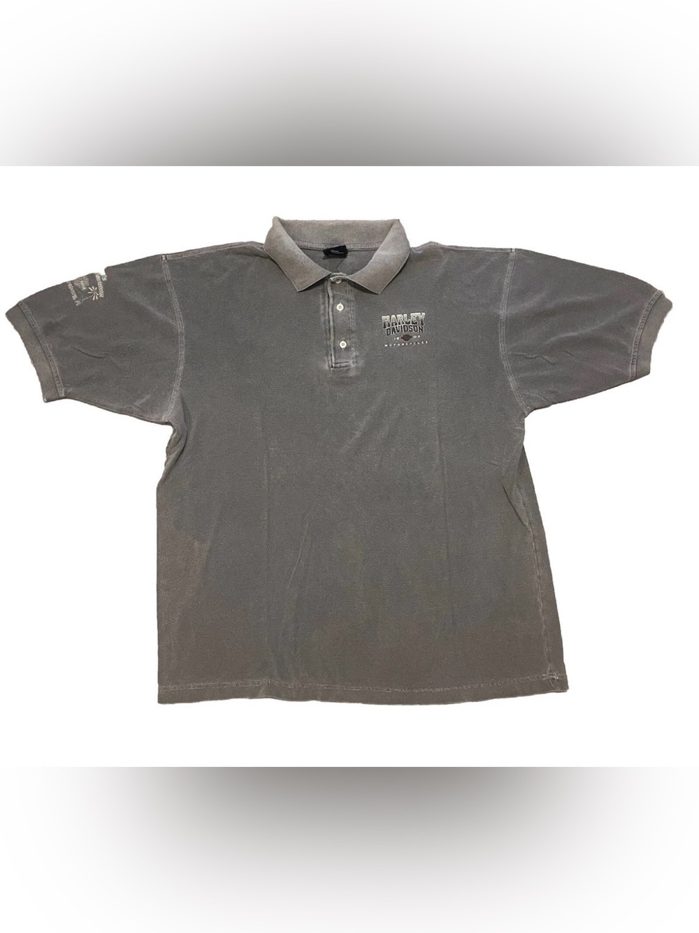 Harley-Davidson Gray Polo St.Petersburg, Florida Men’s XL 100% Cotton Distressed